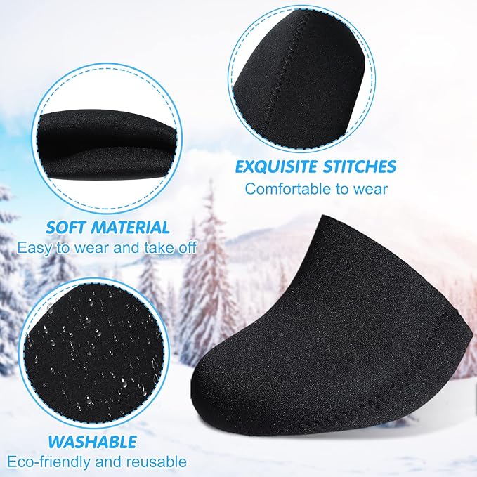 4 Pairs Neoprene Toe Covers Warmers Black Feet Warmers Thermal Toe Covers Wading Socks Camping Foot Warmers for Women Men Cycling Running Hiking Skiing Ice Baths Outdoor Winter Activities