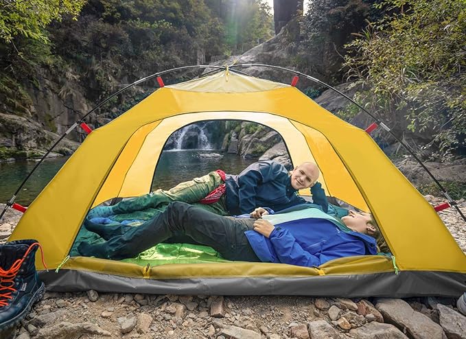 KAZOO 2/4 Person Camping Tent Outdoor Waterproof Family Large Tents 2/4 People Easy Setup Tent with Porch Double Layer