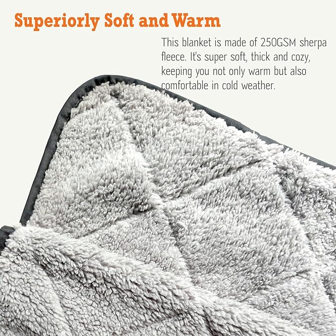 Outdoor/Indoor Sherpa Blanket, Oversized Waterproof Stadium Blanket for Cold Weather. Warm, Soft, Portable, Great for Stadium, Sports Events, Camping, Indoor - 82x56in., Dark Gray