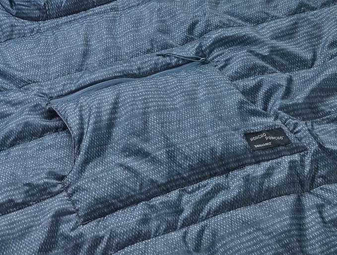 Therm-a-Rest Honcho Poncho Wearable Hoodie Blanket, Blue Woven Print