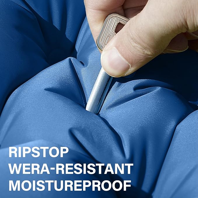 Double Sleeping Pad for Camping- Self Inflating 4" Extra-Thick with Pillow Built-in Foot Pump Inflatable Sleeping Mat for Backpacking, Hiking, Traveling, Tent