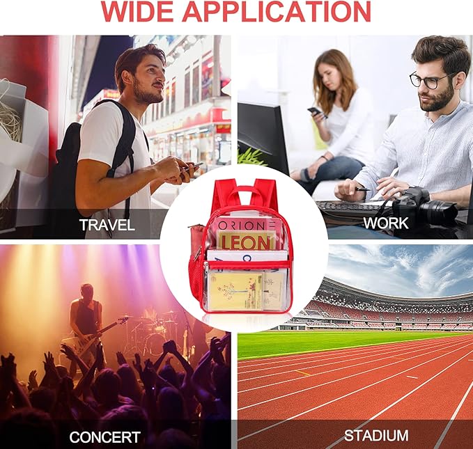 USPECLARE Clear Backpack for Stadium Approved 12×6×12, Water proof Clear Bag for Stadium Events and Concert Work Sport Event