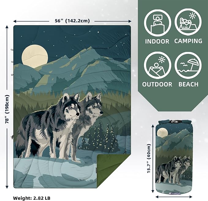 Outdoor Puffy Camping Blanket, Lightweight Windproof Warm Stadium Blanket, Packable Travel Camping Quilt for Cold Weather,Hiking, Backpacking,Sleeping, Hammock, Adventure 78"x 56"
