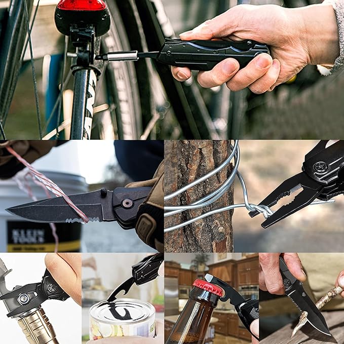 Multitool Pocket Knife, 16 in 1 Tactical Knife With Blade Saw Pliers Screwdriver Bottle Opener for Camping, Emergency, Daily Use, Perfect Birthday Christmas Gifts for Men Dad Husband