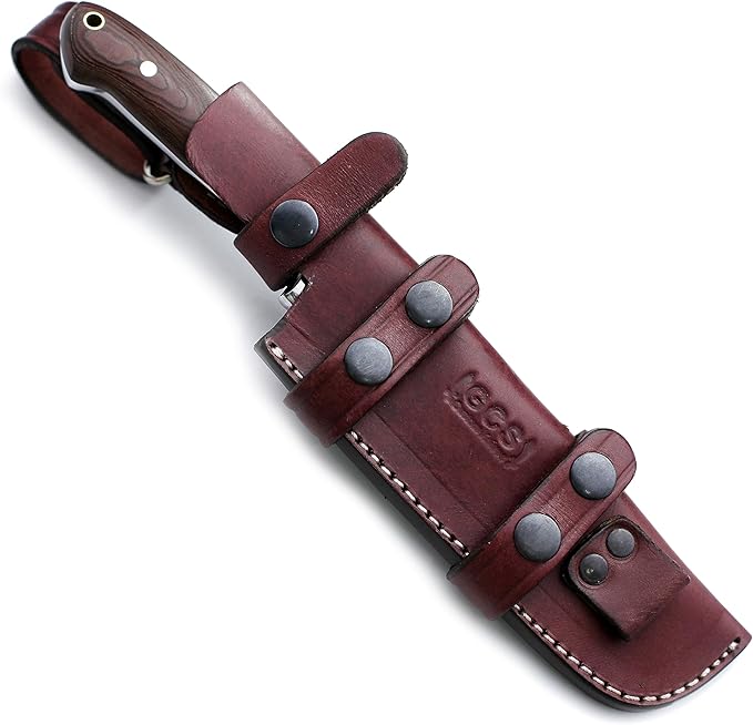 GCS Handmade Outdoor Tanto Knife with Black G10 Handle D2 Tool Steel - Extra Sharp Survival Tactical Hunting Fixed Blade Knife Cow Hide Sheath GCS215