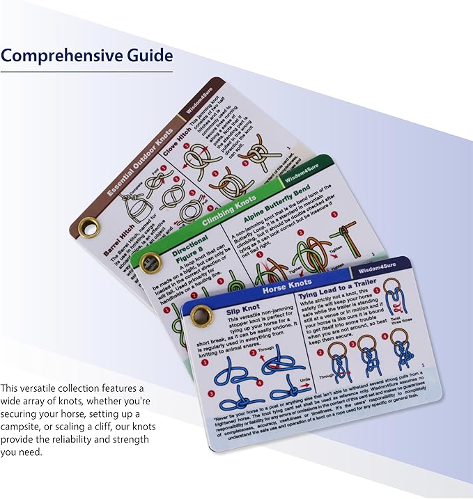 Harrison Howard Wisdom4Sure Comprehensive Knot Card Collection Horse, Outdoor, and Climbing Knots Card Set Waterproof Knot Tying Cards Ultimate Knot Guides