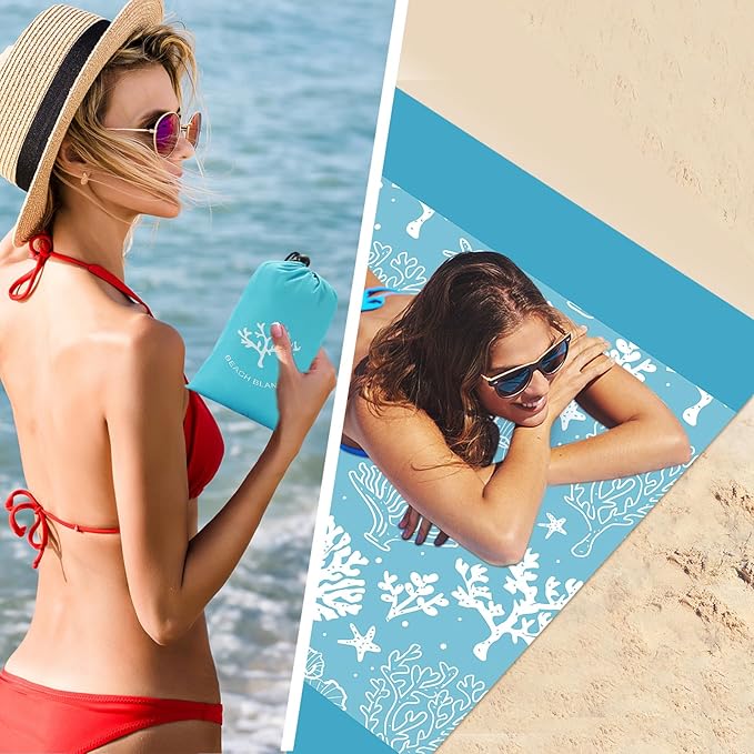 AISPARKY Beach Blanket Waterproof Sandproof Extra Large Beach Mat Quick Drying Outdoor Picnic Durable Portable Blanket for Travel Camping Hiking Beach Festival Picnic