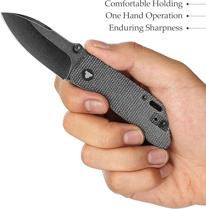 Folding EDC Knife for Men, Pocket Knife with Reversible Deep Carry Clip,2.32" 14C28N Steel Blade,Micarta Handle,Bootes-04B