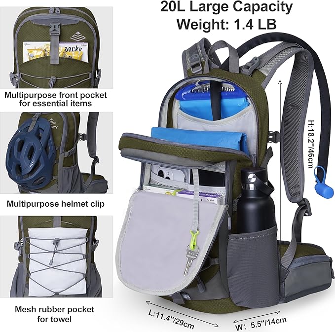 Hydration Backpack with 2L Water Bladder, Water Backpack, Insulated Hiking Backpack for Hiking Cycling Climbing Skiing
