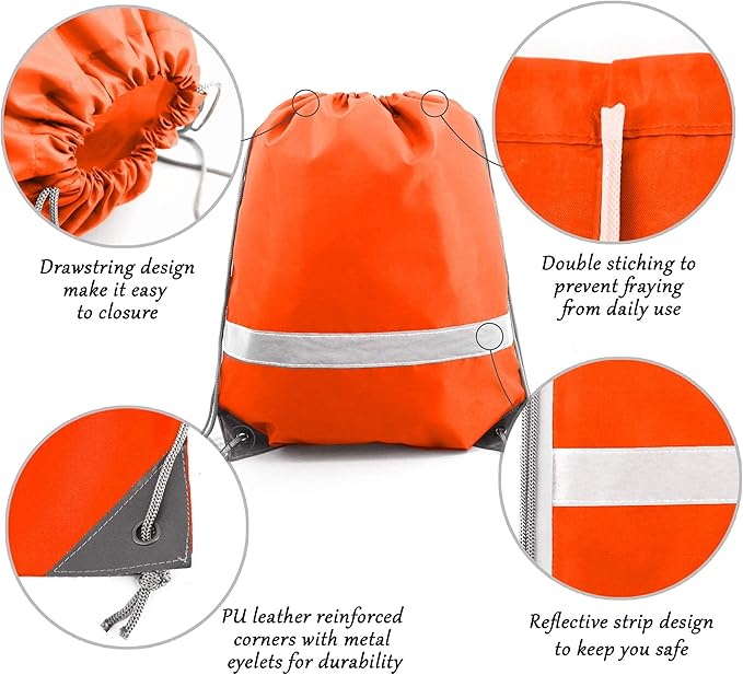 BeeGreen Drawstring Backpack Bags 20,30,50 Packs Reflective String Bags for Gym Sport Trip Cinch Sack DIY for Women Men