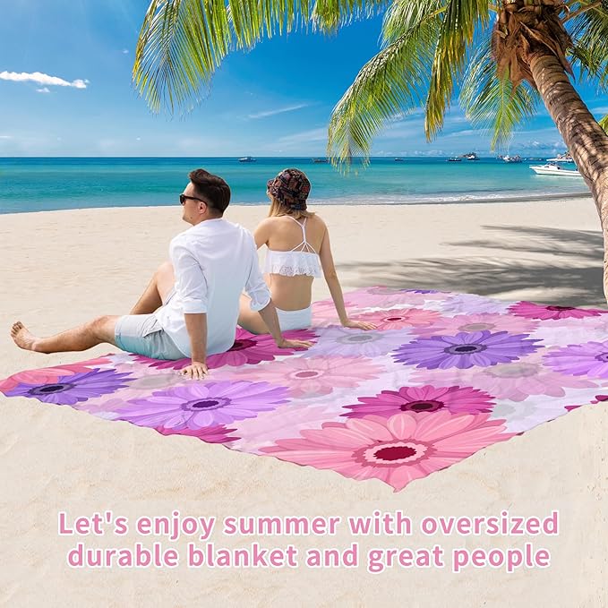 BYDOLL Beach Blanket Sandproof Waterproof 78''×110'' 1-7 Adults Compact Lightweight Oversized Beach Blanket Large Picnic Mat Beach Blanket for Travel Camping Hiking Picnic