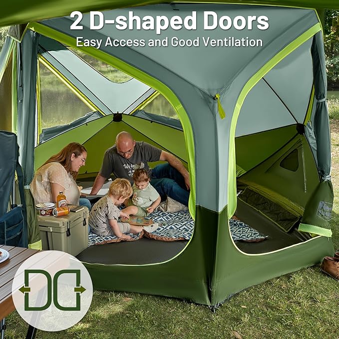 TIMBER RIDGE 4/6/8 Person Instant Pop Up Cabin Tent, Easy 60 Second Setup, Weather Resistant Camping Family Hub Tent with Rain Fly and Carry Bag for Camping Hiking Outdoor Travel