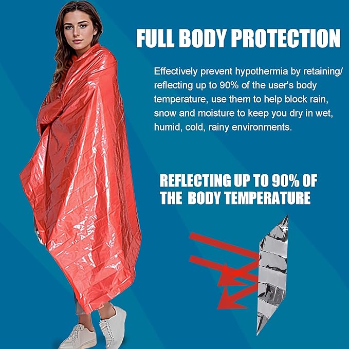 Emergency Mylar Thermal Blanket 82 * 51 in(4 Pack), Gigantic Space Blanket, Survival Blankets Heavy Duty Camping Gear, First Aid, Silver…