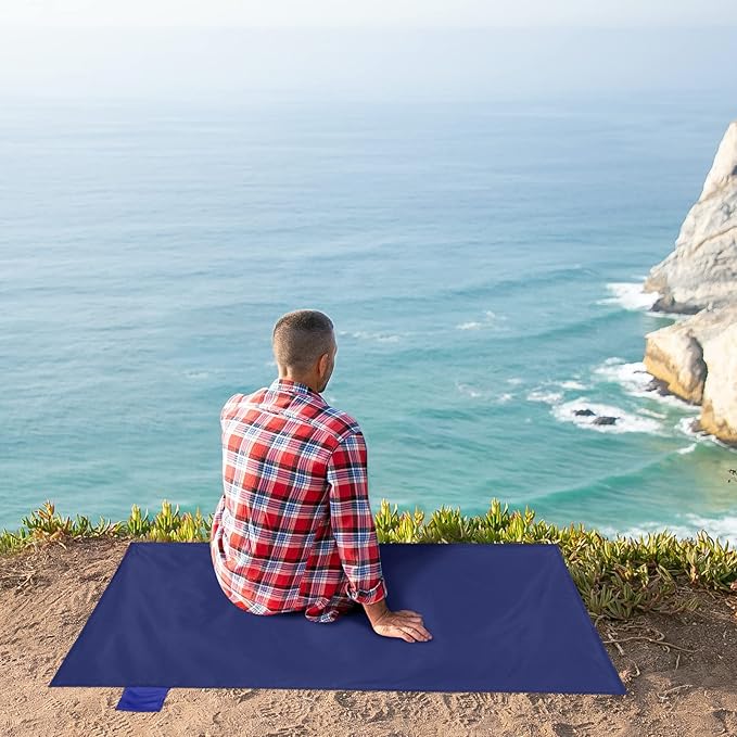 Odoland Beach Blanket Picnic Blanket, SandProof Waterproof Outdoor Pocket Blanket with Portable Bag, Foldable Lightweight Sand Free Quick Drying Beach Mat for Hiking Camping Picnics Travel Concert