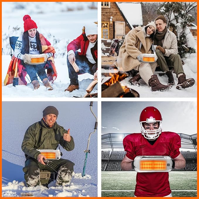 Heated Hand Warmer Pouch, 10000mAh Electric Heated Hand Muff, Rechargeable Portable Power Bank Hand Warmer with 3 Levels Heating for Football, Hunting,Fishing,Camping. (Black)