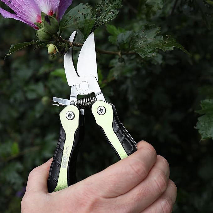 AccuSharp Hand Pruners, Stainless Steel Pruning Shears, 10-in-1 Multipurpose Garden Clippers with Screwdriver, Saw, Knife, Ruler & More, Compact Garden Shears for Gardening, Camping & Survival Tools