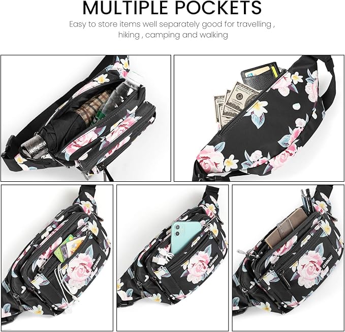 CXWMZY Fanny Packs For Women & Men Waist Pack Hip Bum Bag with Multi-Pockets Large Capacity Waterproof Casual Bum Bag for Disney Traveling Casual Cycling Running Hiking