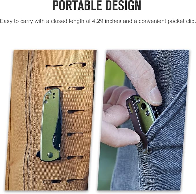 OKNIFE Freeze 2 EDC Folding Knife, Pocket Knife for Men 154CM Steel Blade Liner Lock Outdoor Knives Camping, Hiking (OD Green)