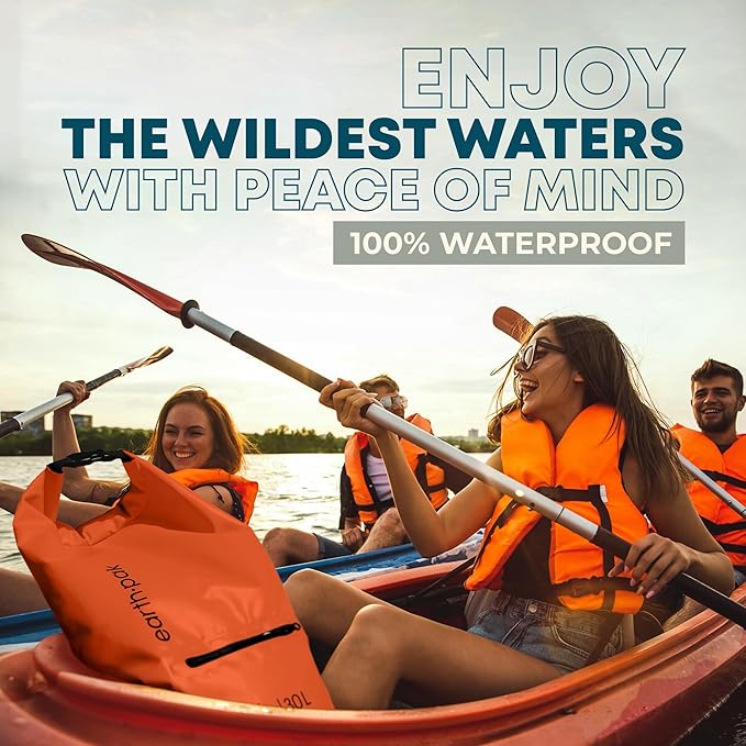 Earth Pak Waterproof Dry Bag with Zippered Pocket - Waterproof Dry Bag Backpack Keeps Gear Dry (10L Orange & 10L Yellow)