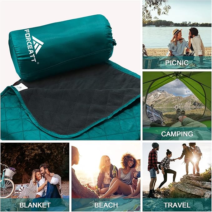 Forceatt Camping Blanket, 79" X 57" Large Outdoor Blanket, Sandproof, Waterproof for Outdoor Festivals, Beaches, Picnics, Stadium,Camping, Parks, Hiking, Travel, Family Suitable for 4 Seasons.