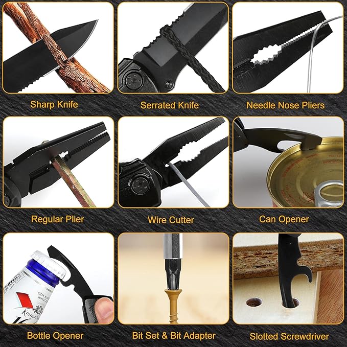Mens Gifts, Multitool Pocket Knife, Gifts for Men Husband, Father's Day Birthday Gifts, Utility Knife Folding Tactical Knife With Blade, Plier, Screwdriver for Camping Hiking Fishing