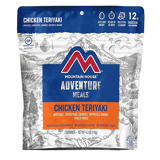 Mountain House Rice & Chicken + Chicken Teriyaki with Rice | Freeze Dried Backpacking & Camping Food | 2 Servings Each | Gluten-Free