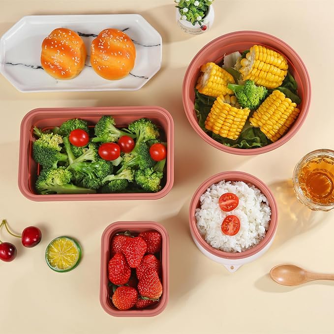 Collapsible Bowls for Camping(41oz,100% Food-grade Silicone Bowl with Lid Free BPA,Folding Mixing Bowls for Travel,RV storage,Leftovers,Swell Salad Bowl Kit