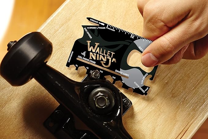 Wallet Ninja Multitool Card – 18 in 1 Credit Card Size Multi-Tool for Quick Repairs, EDC Survival Gear, Bottle Opener, Camping – Cool Gadget and Stocking Stuffer – Black (3)