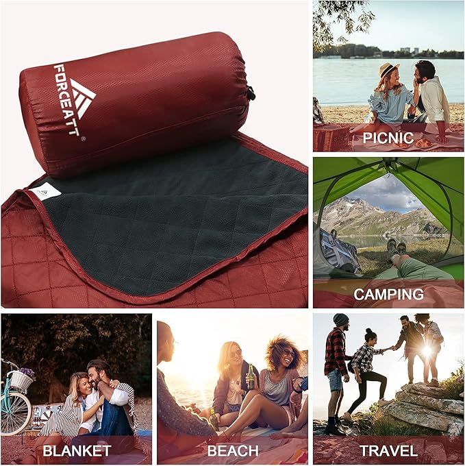 Forceatt Camping Blanket, 79" X 57" Large Outdoor Blanket, Sandproof, Waterproof for Outdoor Festivals, Beaches, Picnics, Stadium,Camping, Parks, Hiking, Travel, Family Suitable for 4 Seasons.
