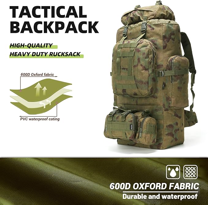 King'sGuard 100L Camping Hiking Backpack Molle Rucksack Military Camping Backpacking Daypack