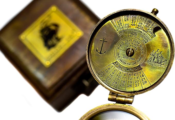 Sailor's Art Pocket Compass | Camping Travelling Equipment | Boat Brass Chain Compass with a Beautiful Quote| Nautical Navy Directional Compass | Table Top