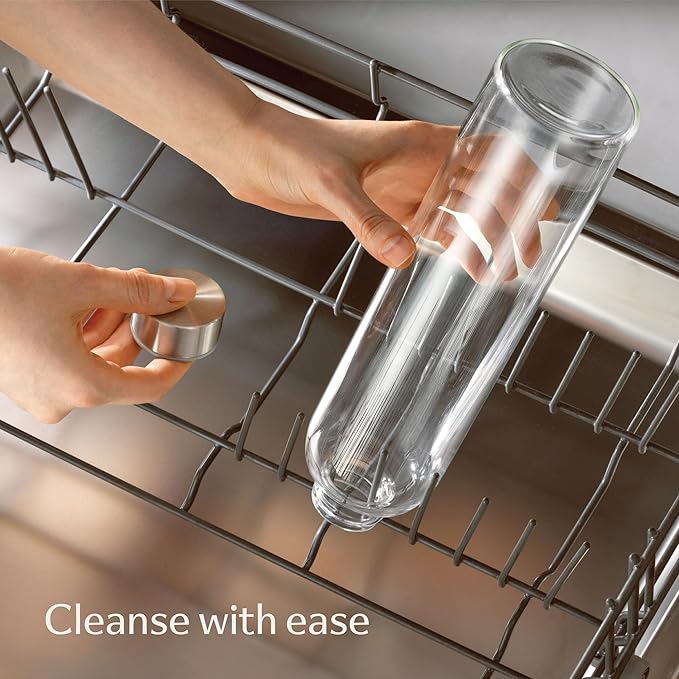Glass Water Bottle 25oz with Felt Sleeve - Dishwasher Safe - Leakproof Lid - BPA Free - Glass Bottles for Carbonated Beverage & Juicing (Anthracite)