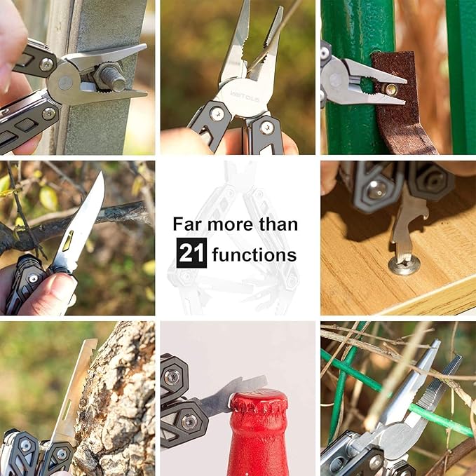 Gifts for Men, Multitool Needle Nose Pliers, 21-in-1 Stainless Steel Multi Tool Pocket Knife with Screwdriver Sleeve, Self-locking Survival Knife-Great for Outdoor, Simple Repair, Camping