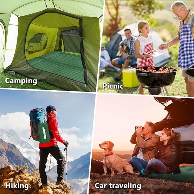Camping Sleeping Pad, Self Inflating Air Mattress Extra Thickness 4.7 Inch Single Sleeping Pad for Camping with Pillow Built-in Foot Pump Inflatable Camping Mattress for Tent Hiking Traveling