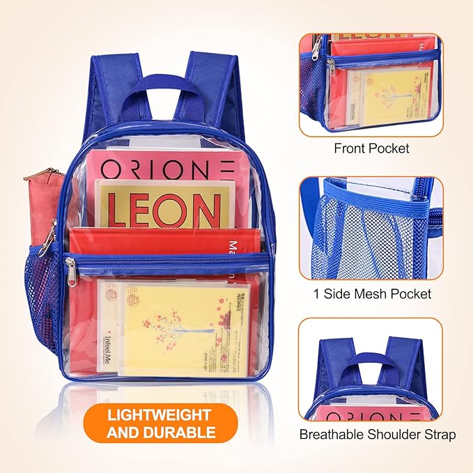 USPECLARE Clear Backpack for Stadium Approved 12×6×12, Water proof Clear Bag for Stadium Events and Concert Work Sport Event