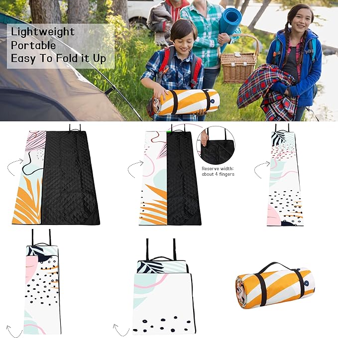 Picnic Blankets Beach Blanket 80" X 60" Extra Large Waterproof Camping Blankets Portable Outdoor Mat 3-Layer blanket for Beach, Hiking, Park, Music Festival, Grass Lawn,Travel