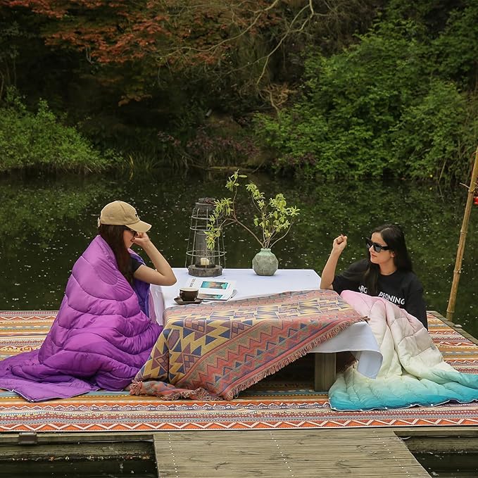 Camping Blanket,Lightweight Down Alternative Puffy Printed Camping Blanket Packable Outdoor Blanket for Camping,Traveling, Stadium, Hiking, Picnics
