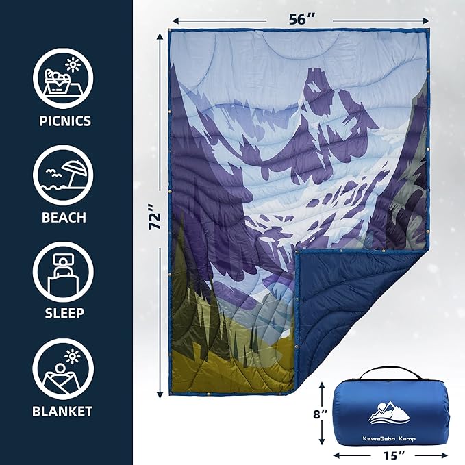 Outdoor Puffy Camping Blanket, Lightweight Windproof Warm Stadium Blanket, Packable Travel Camping Quilt for Cold Weather,Hiking, Backpacking,Sleeping, Hammock, Adventure 78"x 56"