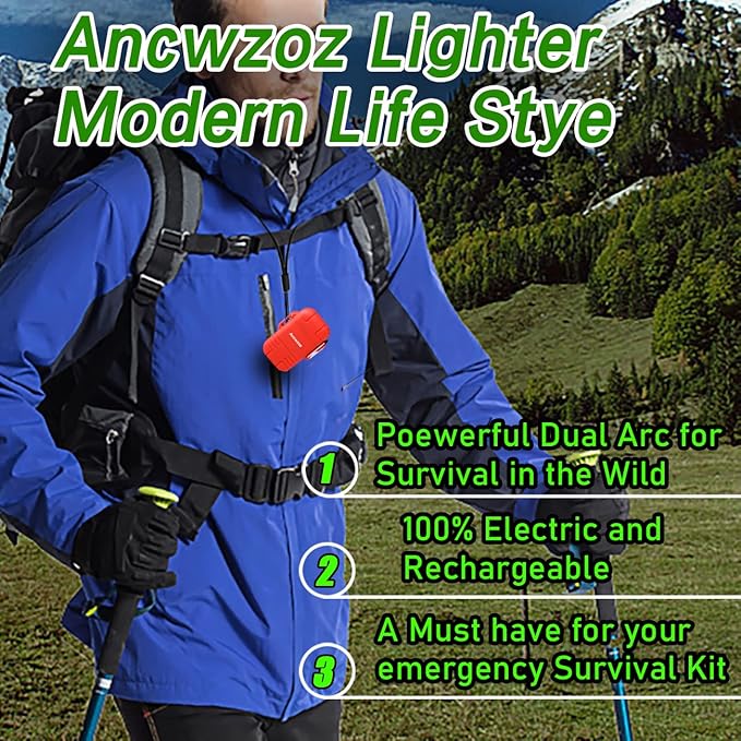 Lighter USB Rechargeable Lighter Outdoor Lighter Mini Lighter High-end Rechargeable Lighter for Garden Outdoor Activities (red)