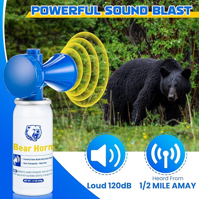6 Pack 1.4oz Bear Horn Self Defense, Loud Air Horn for Bears, 120dB Heard up to 1/2 Mile Away, Air Horns for Safety for Wild Animals, Bear Alarm Scare Bears, Ideal for Hiking