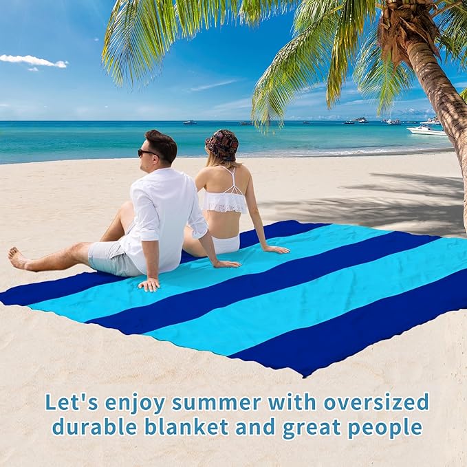BYDOLL Beach Blanket Sandproof Waterproof 78''×81'' 1-4 Adults Compact Lightweight Oversized Beach Blanket Large Picnic Mat Beach Blanket for Travel Camping Hiking Picnic
