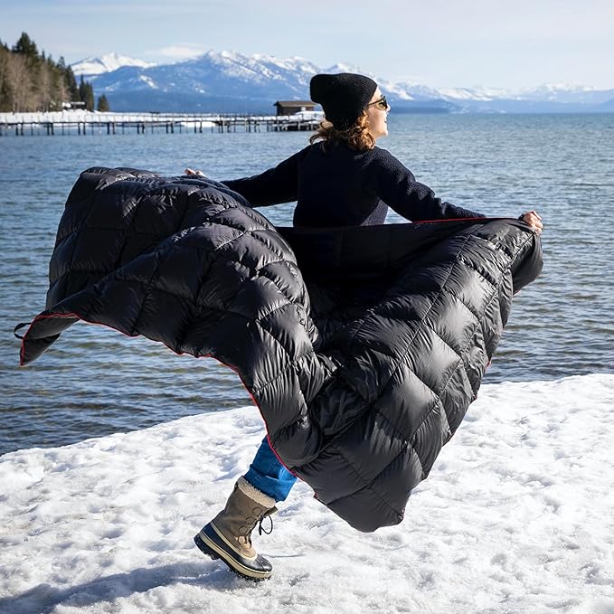 Horizon Hound Down Camping Blanket - Outdoor Travel Blanket | Sustainable Insulated Down | Lightweight & Warm Quilt for Camping, Stadium, Hiking & Festival | Water Resistant, Packable & Compact