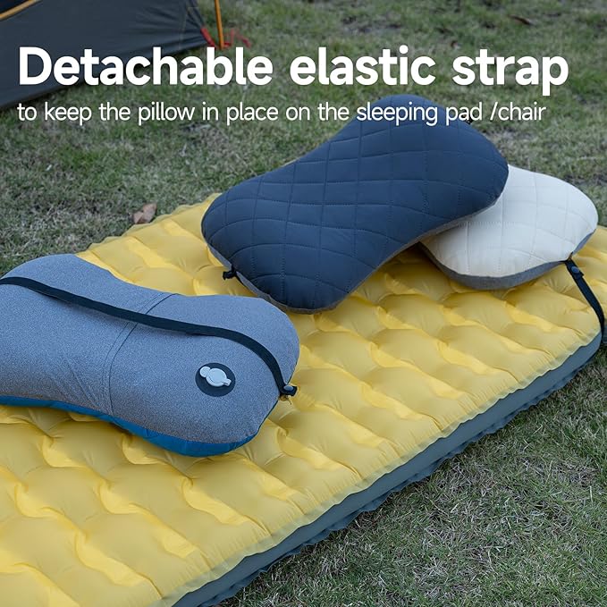 iClimb Ultralight Compact Camping Pillow with Removable Cover Inflatable Travel Air Pillow (Grey)