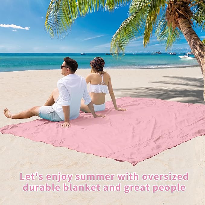 BYDOLL Beach Blanket Sandproof Waterproof 78''×81'' 1-4 Adults Compact Lightweight Oversized Beach Blanket Large Picnic Mat Beach Blanket for Travel Camping Hiking Picnic