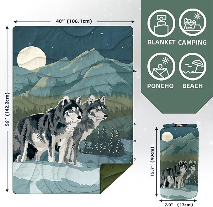 Outdoor Puffy Camping Blanket, Lightweight Windproof Warm Stadium Blanket, Packable Travel Camping Quilt for Cold Weather,Hiking, Backpacking,Sleeping, Hammock, Adventure 56"x 40"