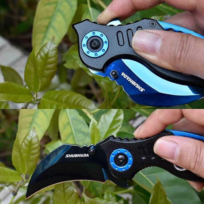 Gift for Father,Hunting Sharp Raptor Claw Knife,Spring Assisted Folding Pocket Knives(Blue)
