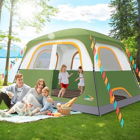 COBIZI Camping Tent, 4/6 Person Easy Setup Waterproof Windproof Backpacking Tent with Removable Rainfly, Lightweight Portable Outdoor Family Tents for Camping, Travel, Fishing, Hiking, Scouts