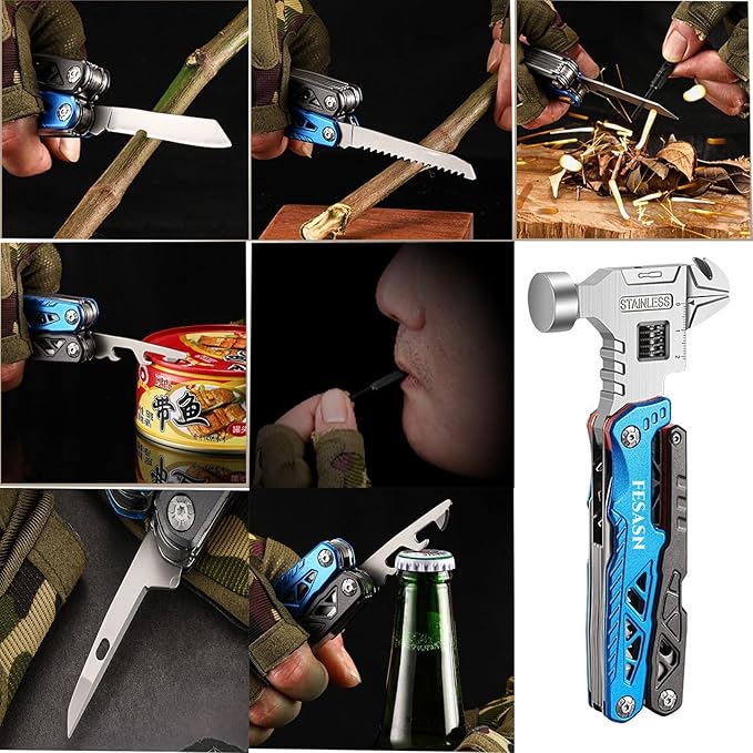Upgraded Adjustable Wrench Multi tool Hammer,18-in-1 All in One Survival Tools Mini Multitool Pliers for Adults Him Boyfriend Husband Grandpa Women Birthday Valentines Fathers Gift