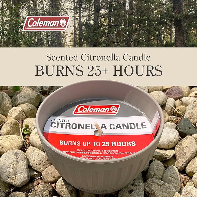 Coleman Outdoor Citronella Candle, Decorative Conrecte Look Candle for Patio, Backyard, Outdoor, Camping Candle, Grey Candle, Up to 25 Hours Burn time, 11oz