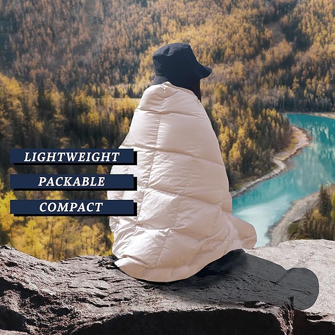 Down Camping Blanket,Puffy Down Blanket Packable Lightweight Down Throw Quilt Water-Resistant Outdoor Travel Blanket for Camping,Hiking,Stadium,Picnic,Car 50x77''Cherry Pink